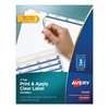 Avery Dennison Print-On Clear Label Dividers, Laser/Inkjet, 3 Tab, Pk25 11445